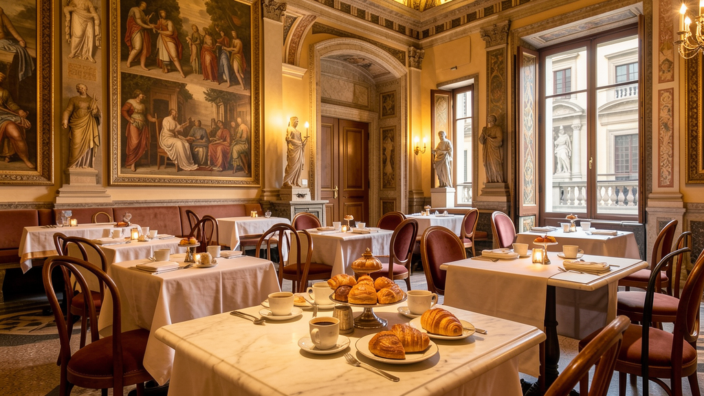 Elegant museum cafe near Uffizi Gallery with Renaissance-inspired decor